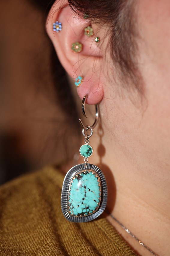 Sterling Silver Small Double Turquoise Dangle